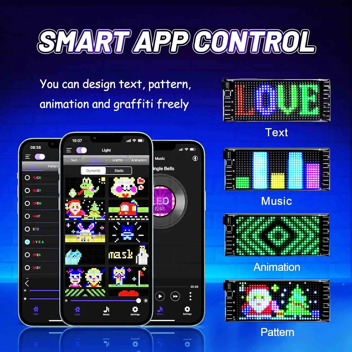 5V Flexible LED Screen Matrix Pixel Panel Smart Car APP Programmable DIY Eye Logo Advertising Dynamic  Text Display LED Panel