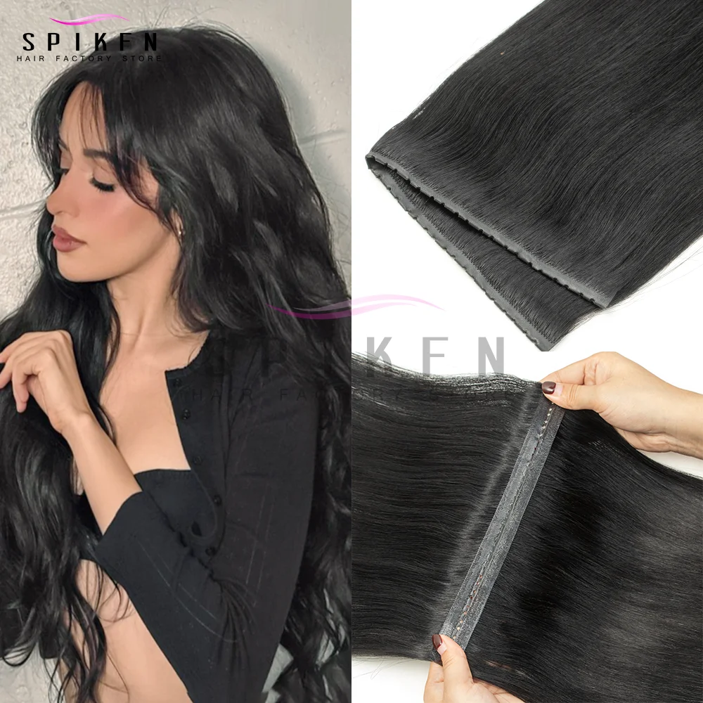 네이처 블랙 컬러 더블 인젝션 XO 홀 웨프트 인모 헤어 익스텐션 마이크로 헤어 인비저블 트윈 탭 웨프트 헤어 내추럴 스트레이트