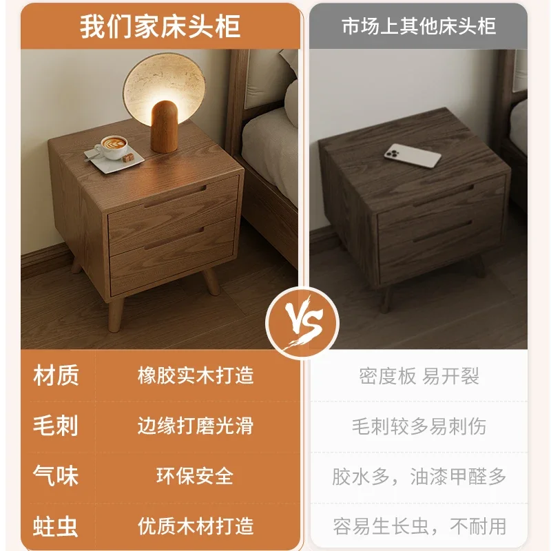 Nordic Solid Wood Side Table for Bedroom Long Lasting High Quality Space Saving Non-Slip Feet Durable Build Easy Installation