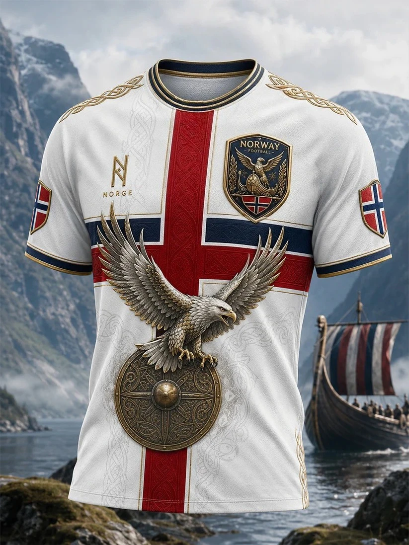 2027 Summer New Style Norwegian Men's Football Training Shirt 3D Printed Casual Breathable Family Couple T-Shirt