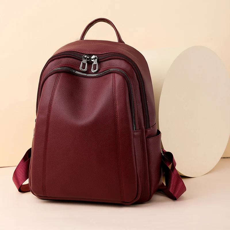 High Quality Leather Backpack Women Large Capacity Backpacks Purses Female Vintage Bag School Bags Travel Bagpack Ladies Bookbag