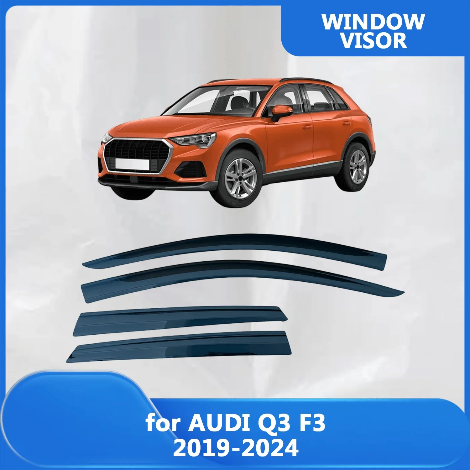 

Window Visor for AUDI Q3 F3 2019 2020 2021 2022 2023 2024 Weathershied Door Side Window Wind Sun Rain Guards
