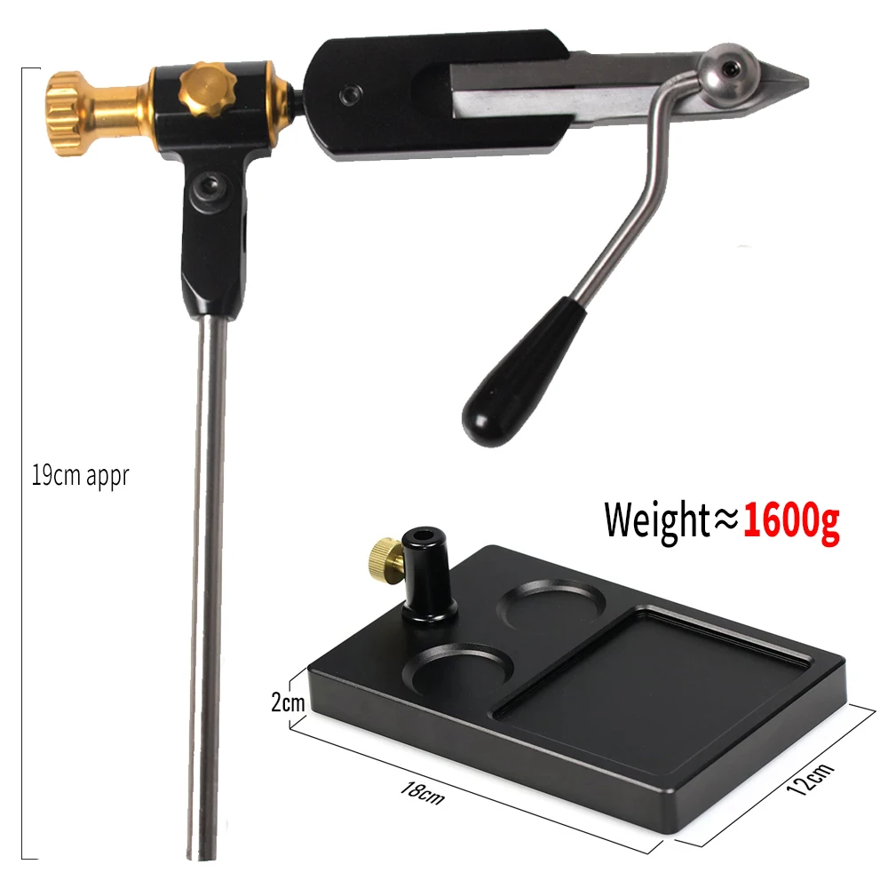Rotary Fly Tying Vise with Hardened Jaws Precision Kit for Hook 28 to 4/0 Stable Pedestal Base for Lake River Fishing Equipment