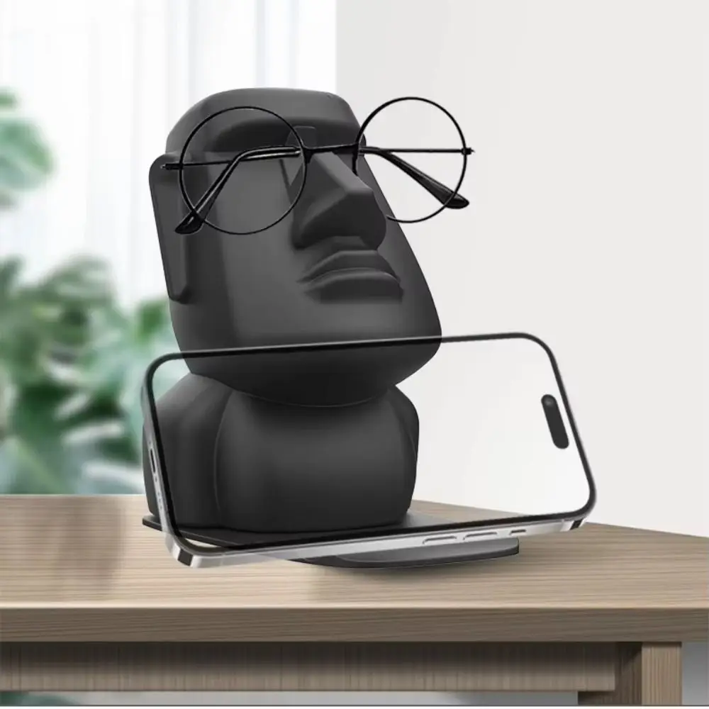 

Resin Material Easter Island Statue Glasses Holder Creative Design Unique Design 3in1 Phone Holder Display Holder Desk Organizer