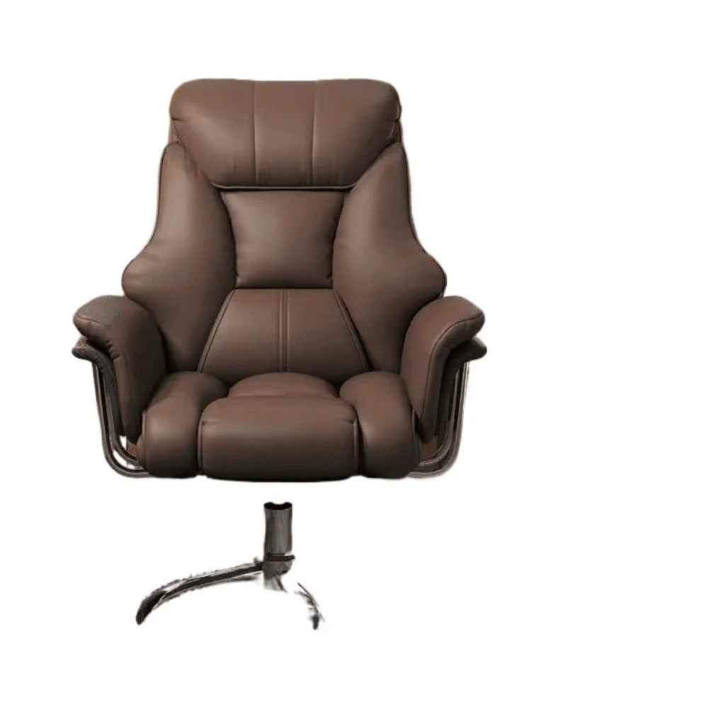 Silla de oficina reclinable ergonómica con reposapiés, silla de escritorio ejecutiva giratoria de cuero PU para ordenador, Base de aluminio para el hogar y la Oficina