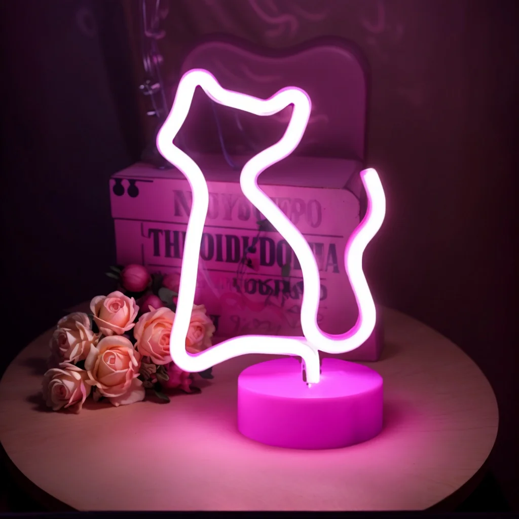 

Cute Cat Neon Light USB Or Battery Powered for Bedroom Holiday Party Wedding Decoration Gift for Boys And Girls