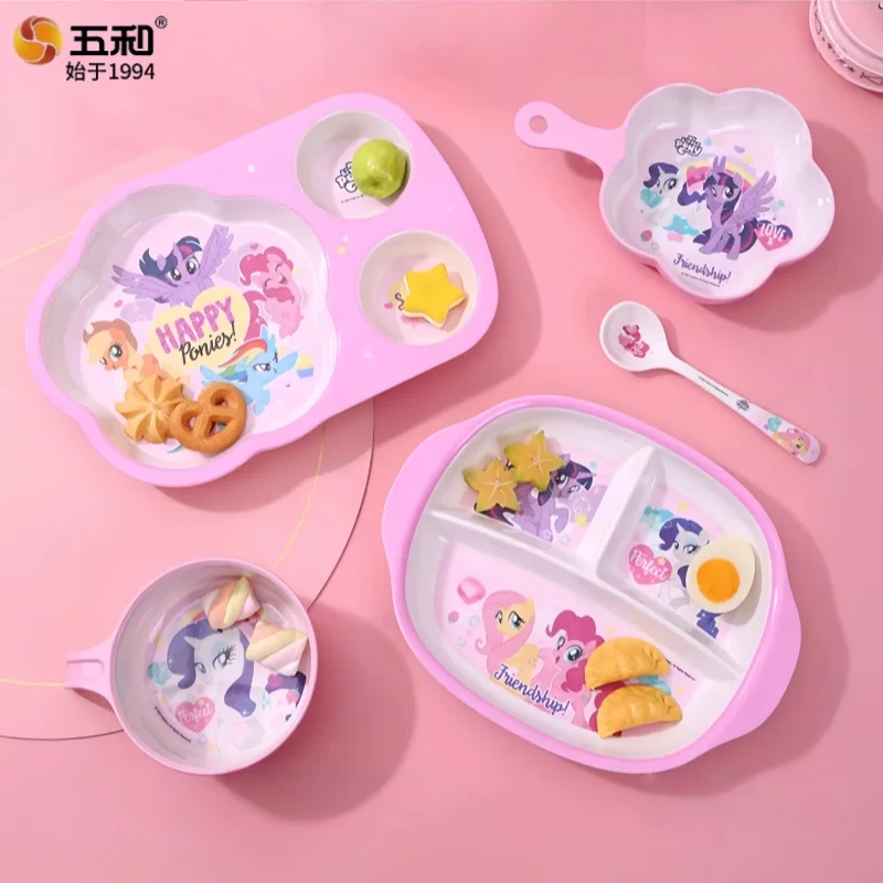 بلدي ليتل المهر أدوات المائدة الكرتون الغذاء الصف أطباق عشاء مكافحة السقوط أنيمي تحت عنوان وعاء الأرز كوب الطفل أدوات المائدة الغذاء التكميلي