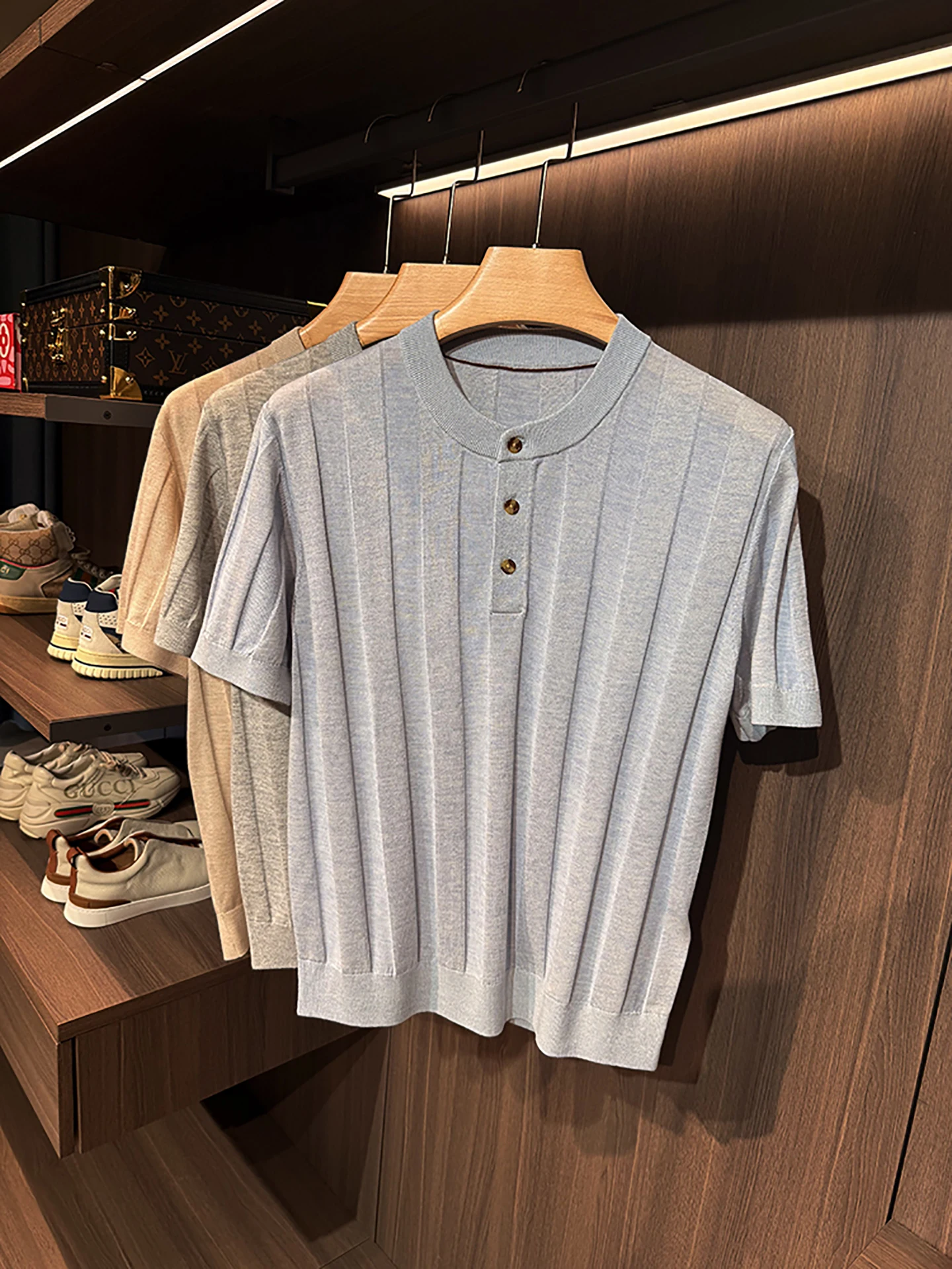 

Lightweight Breathable Men's Knitwear ort Sve T-irt Cotton Linen Blend Resistant to Deformation Summer Ele Sle