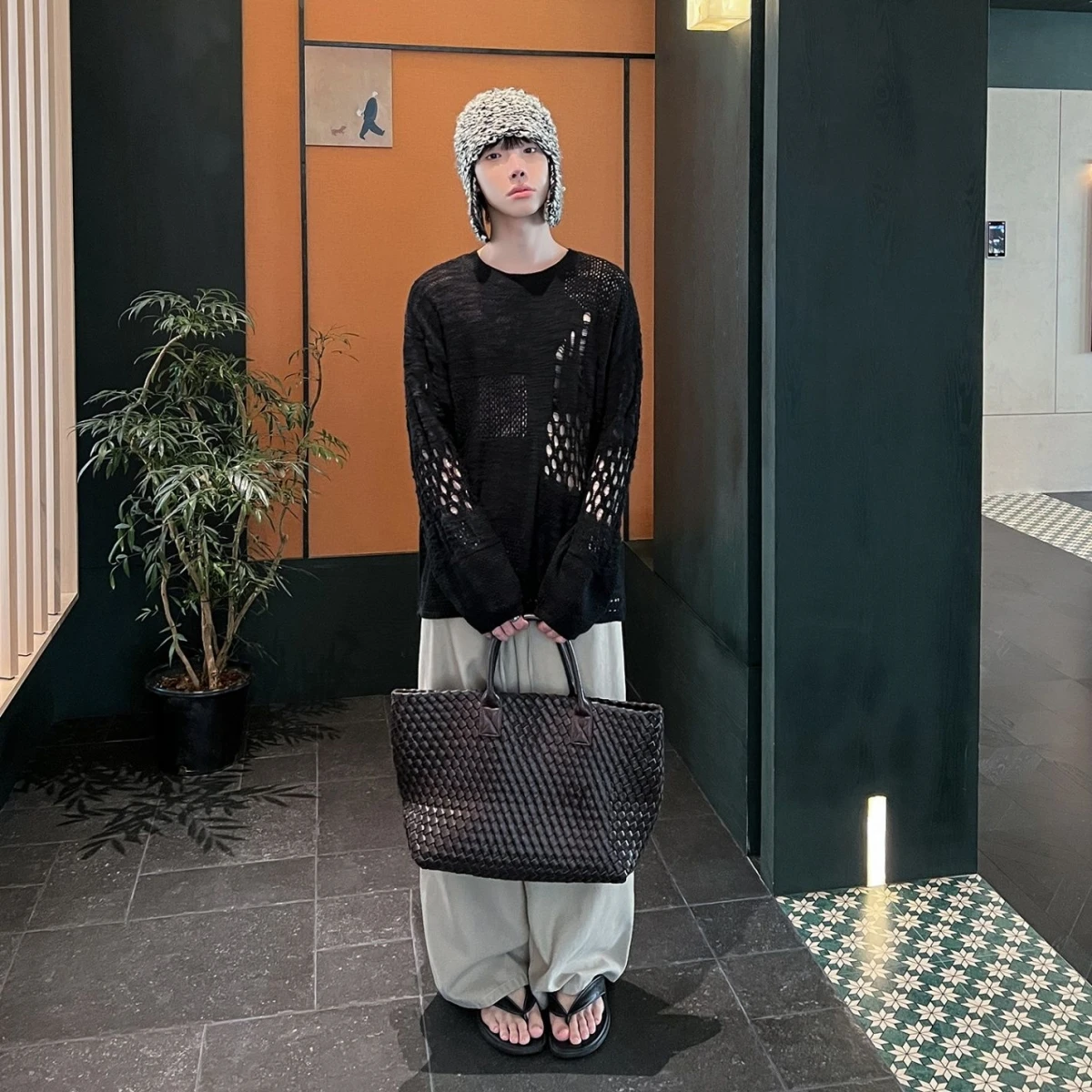 

Мужской вязаный свитер в японском стиле в стиле ретро, осень-зима, ажурный шерстяной повседневный длинный свек, круглый Ne