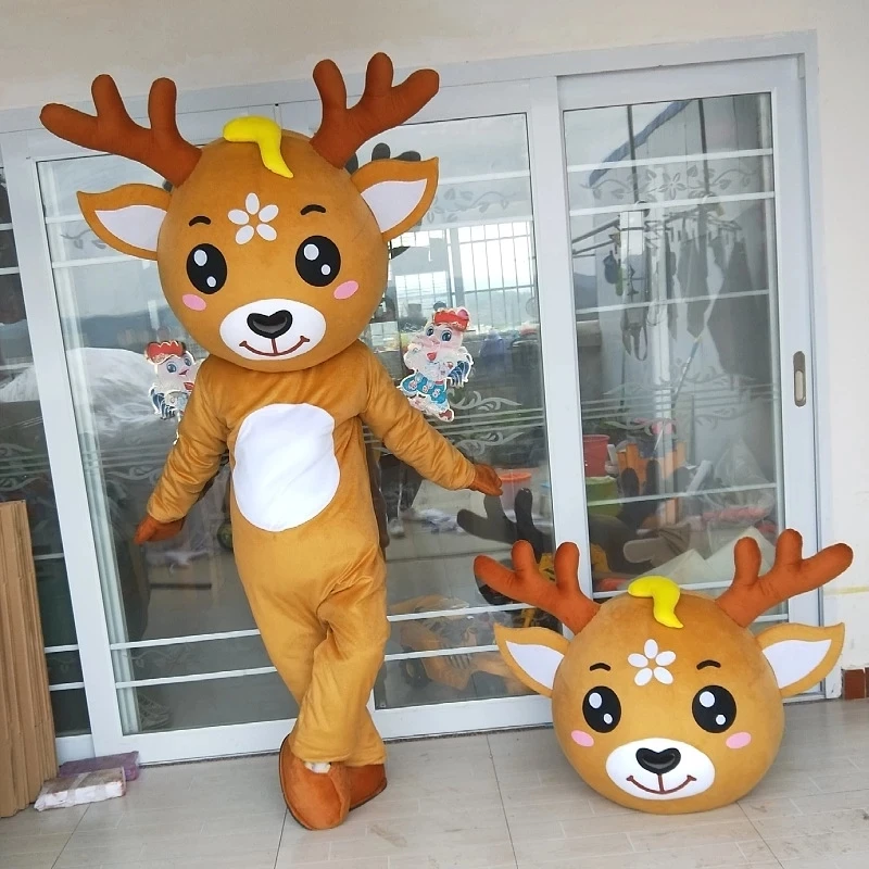 Adult Elk Mascot Costume Performance Props Christmas Halloween Easter Cartoon Carnival Birthday Party