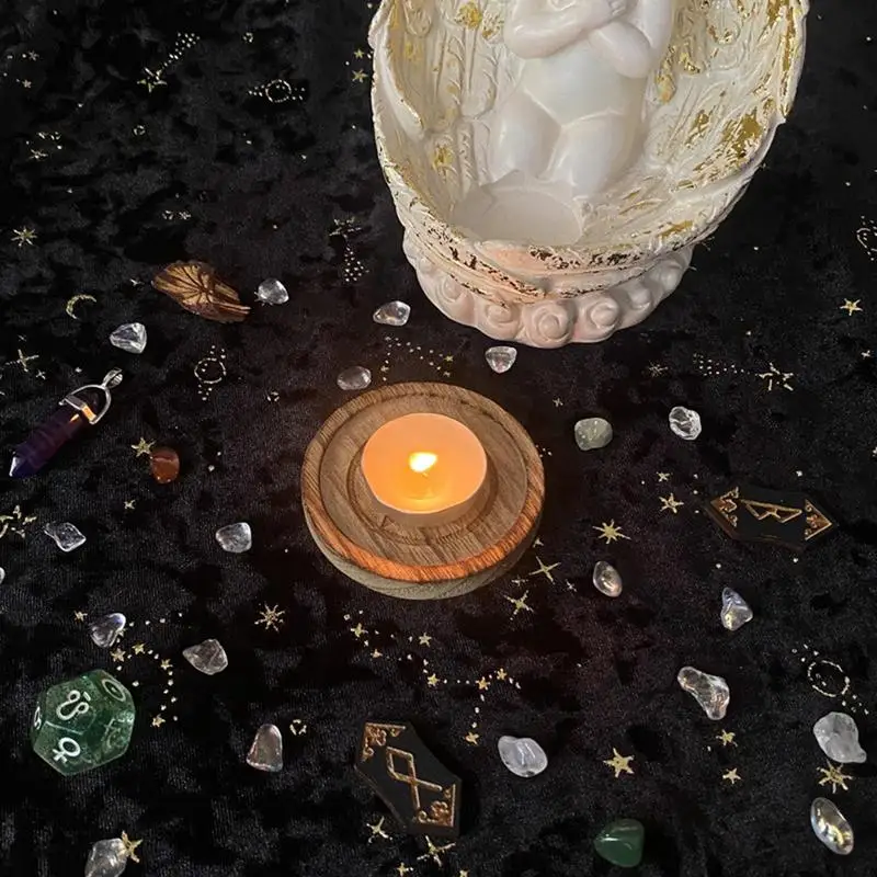 Altars Plate Witchcraft Wiccan Divination Decors Candle Holders Candlestick Tray Candle Stand Divination Meditation Pagan