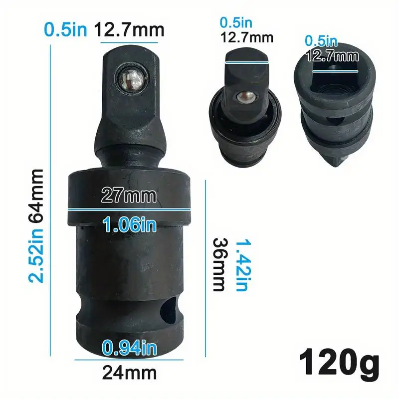 Air Cannon Pneumatic Universal Joint Adapter 360 Degree Rotary Electric Wrench Socket Tool Accessories