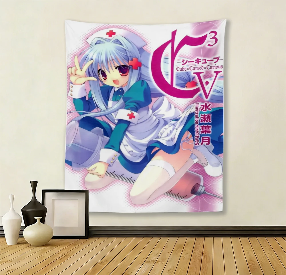 C-C³ Cube×Cursed×Curious Wandteppich, Fear Kubrick Nurse Outfit Anime Wandbehang, rosa ästhetische Dekoration für Schlafzimmer und Wohnheim – Detail 5