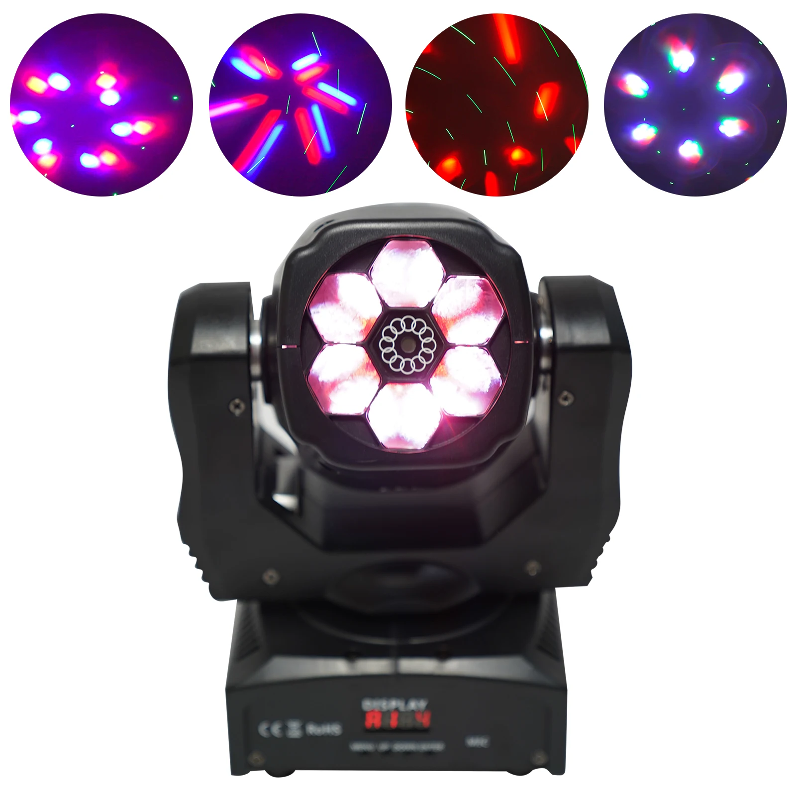 

100W Bee Eye Moving Head Stage Light, LED Beam Wash Integrated, Professional DJ Disco Light, 6pcs Cree RGBW 4-in-1 Lamp Beads, for Bar, Birthday Party & Club