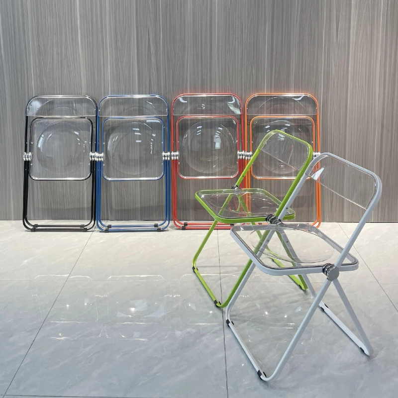 

Camping Chair High Kitchen Stool Folding Portable Dining Chairs Restaurant Nordic Transparent Stools Plastic Krzeslo Deals Room