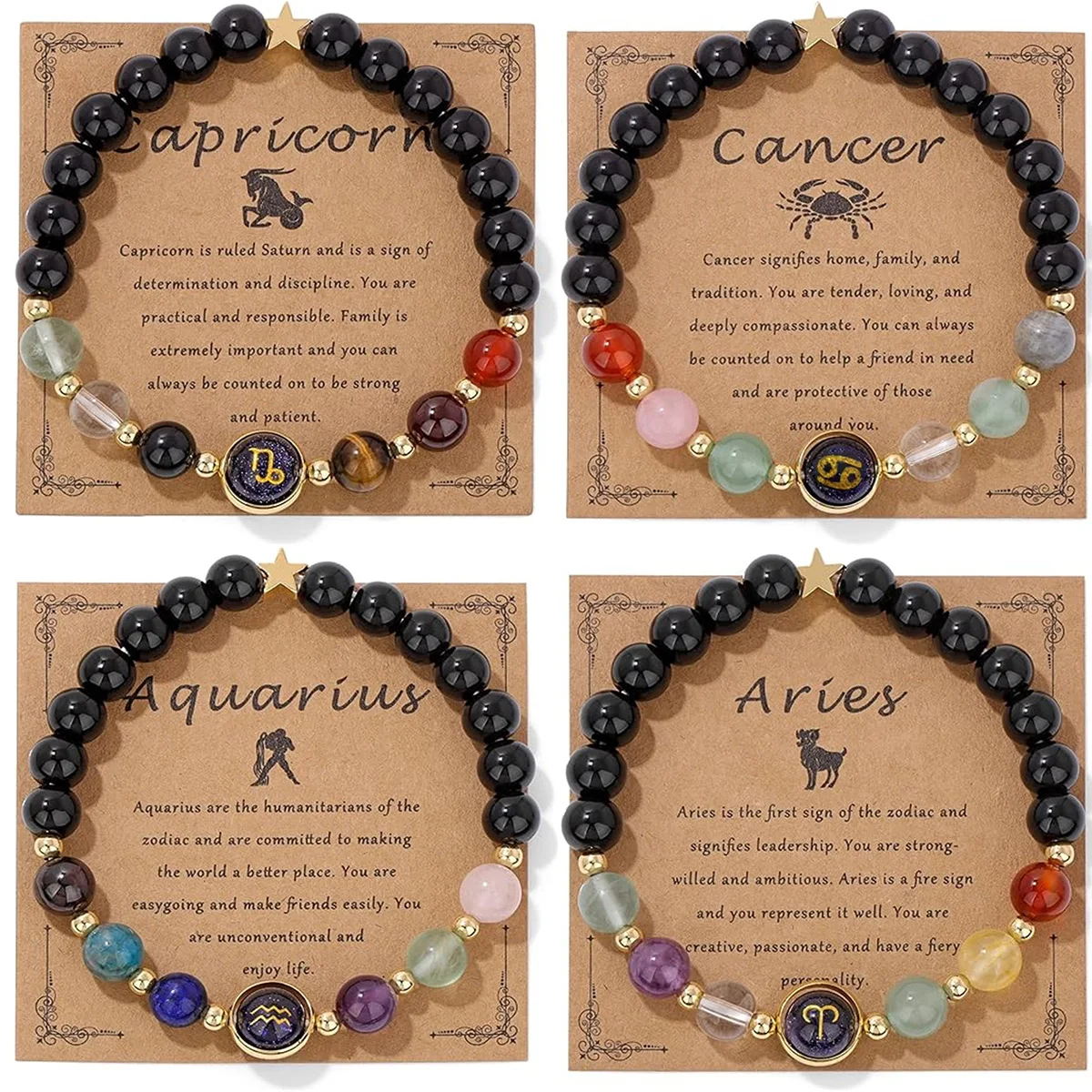 Aries Taurus Gemini Cancer Leo Virgo Libra Scorpio Sagittarius Capricornus Aquarius Pisces Gifts for Women Zodiac Bracelet Men