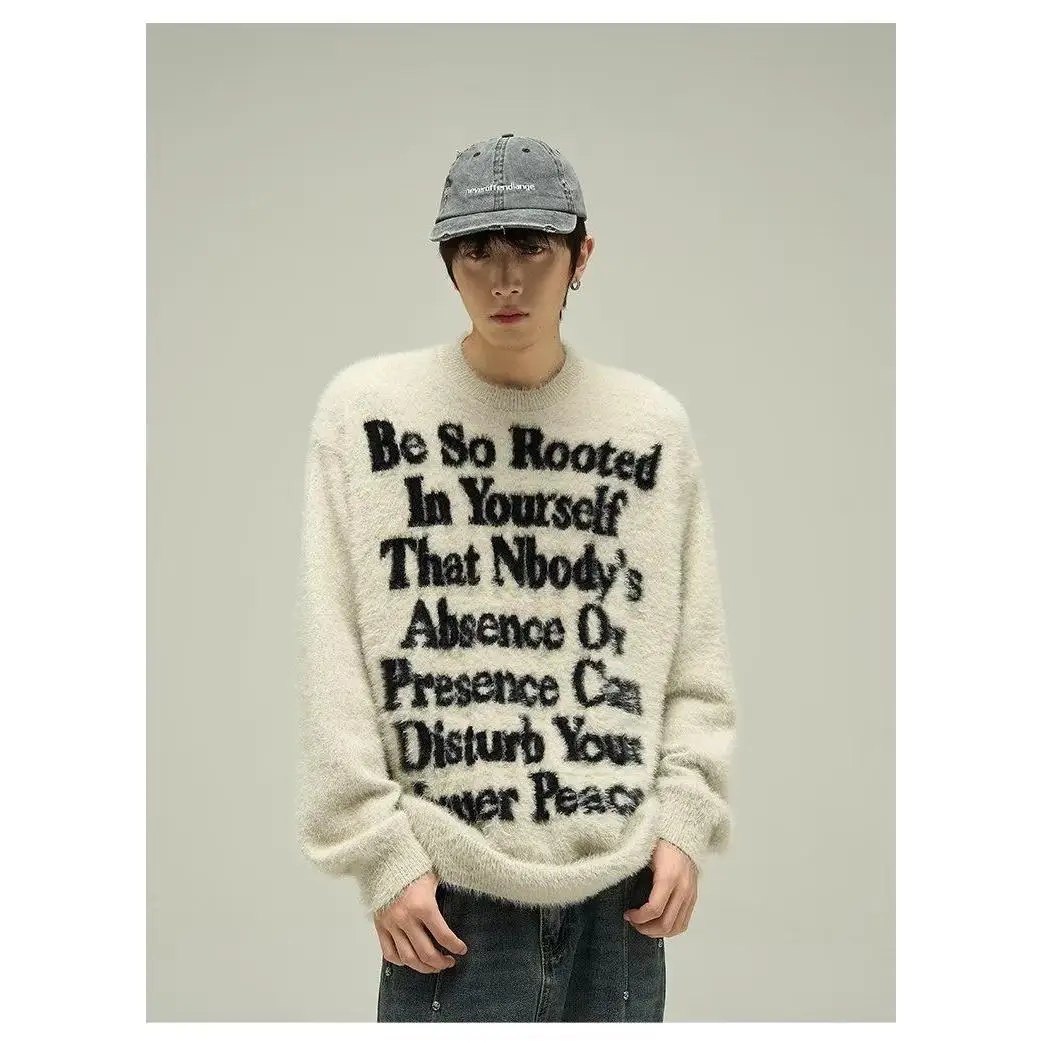 

Высококачественный мужской свободный прямой трикотаж из мягкого полиэфирного волокна, осенне-зимний новый повседневный удобный мех кролика