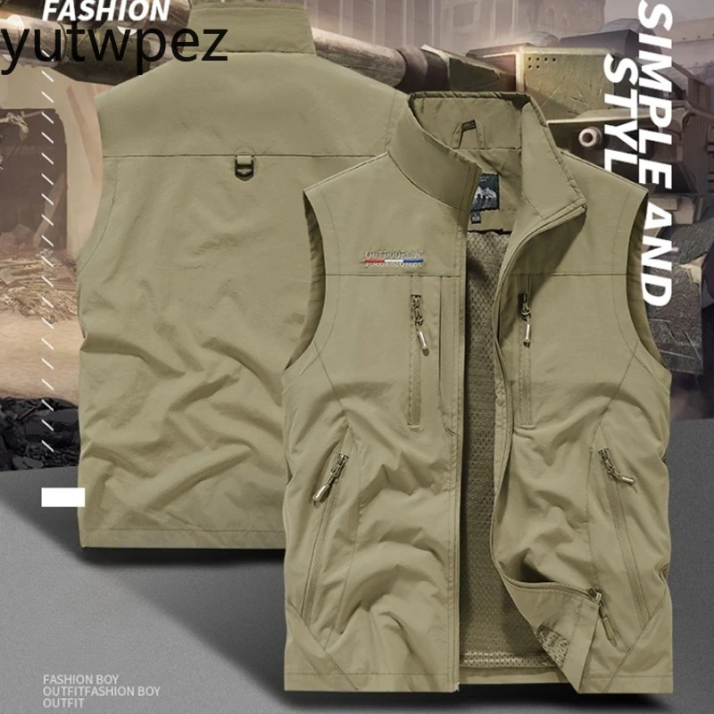 Hunting Sleeveless Jacket Men's Outdoor Cycling Sun Protection Utility Fishing Vest Lightweight Plus Size Workwear Tops Cargo