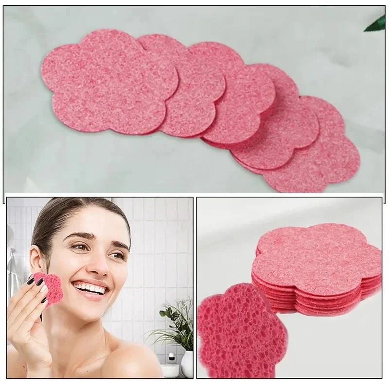 10/30/50Pcs Compressed Flower Shape Facial Sponges Makeup Removal Soft Cleansing Pads Travel Makeup Removing Facial Cleaning