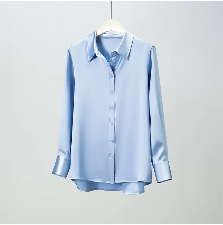 Spring 30mm Heavy Mulberry Silk Shirt Women's Satin Long Sleeve Blouse Luxe Office Top Youthful Design New Arrival