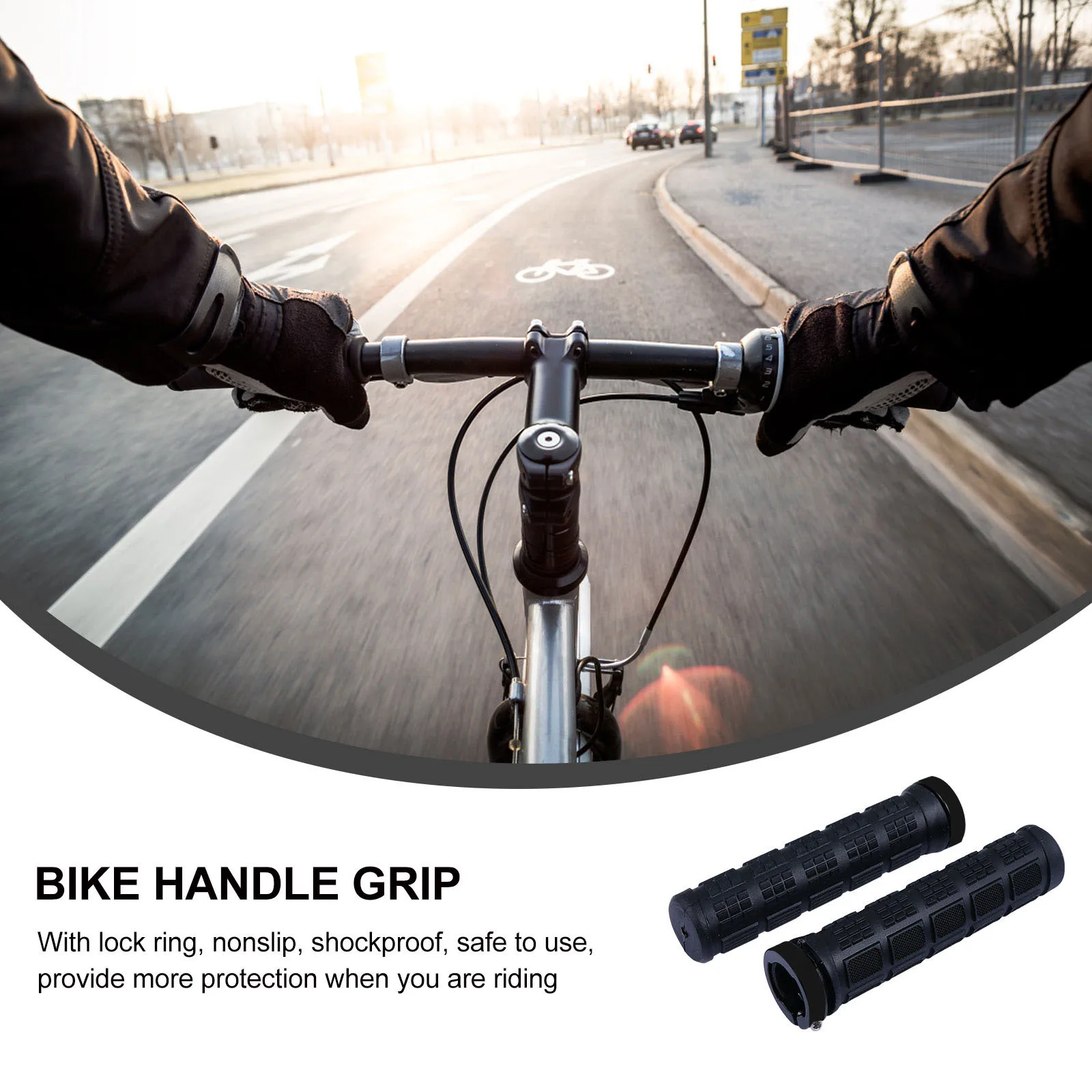 

2pcs Single Lock Bike Handlebar Grips Rubber Texture Non-Slip Shockproof Lightweight Durable Bicycle Grip Cover Motorcycle Parts