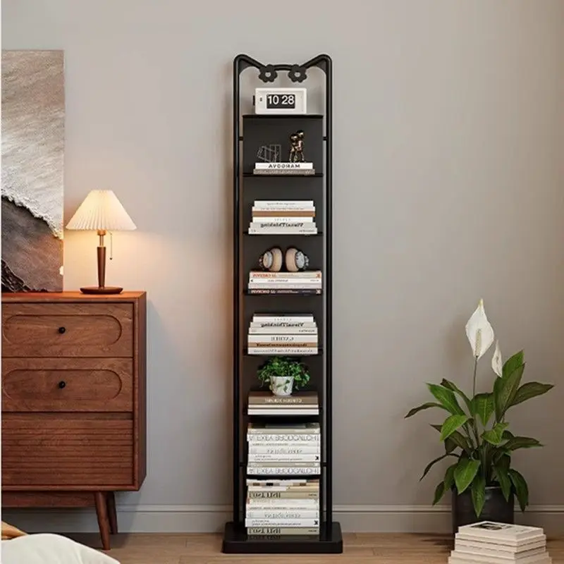 

Invisible bookshelf Floor shelf Living room simple vertical bookcase integrated against the wall wrought iron corner small narro