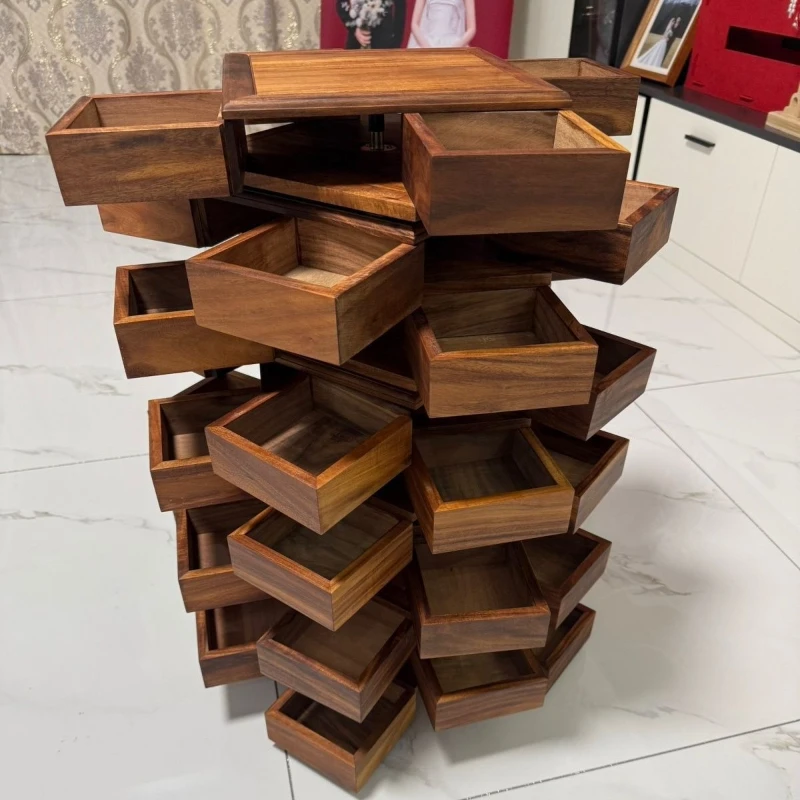 South American walnut Luban rotating mechanism box storage tea set jewelry bracelet Wenwan walnut storage Wenwan bracelet