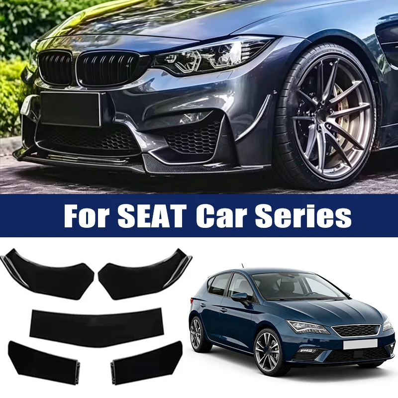 Kit de 5 piezas de alerón divisor de labio de parachoques delantero ABS, embellecedor canard, accesorios exteriores para SEAT Ibiza Leon Arona Ateca Tarraco