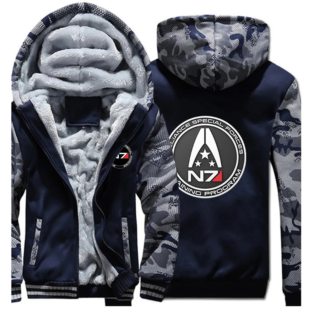 Effect N7 Hoodies Jacket Zipper Thickened Fleece Men's Winter Men Women Unisex N7 hoodie sweatshirt Warm Thickened Hoodies