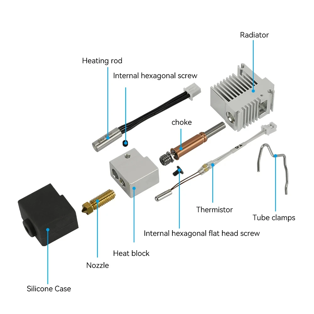 For Anycubic Kobra 3 Combo Hotend Nozzle Thermistor Heating Tube 24v 50w Heater Block For Anycubic Kobra3 Replacement Accesories