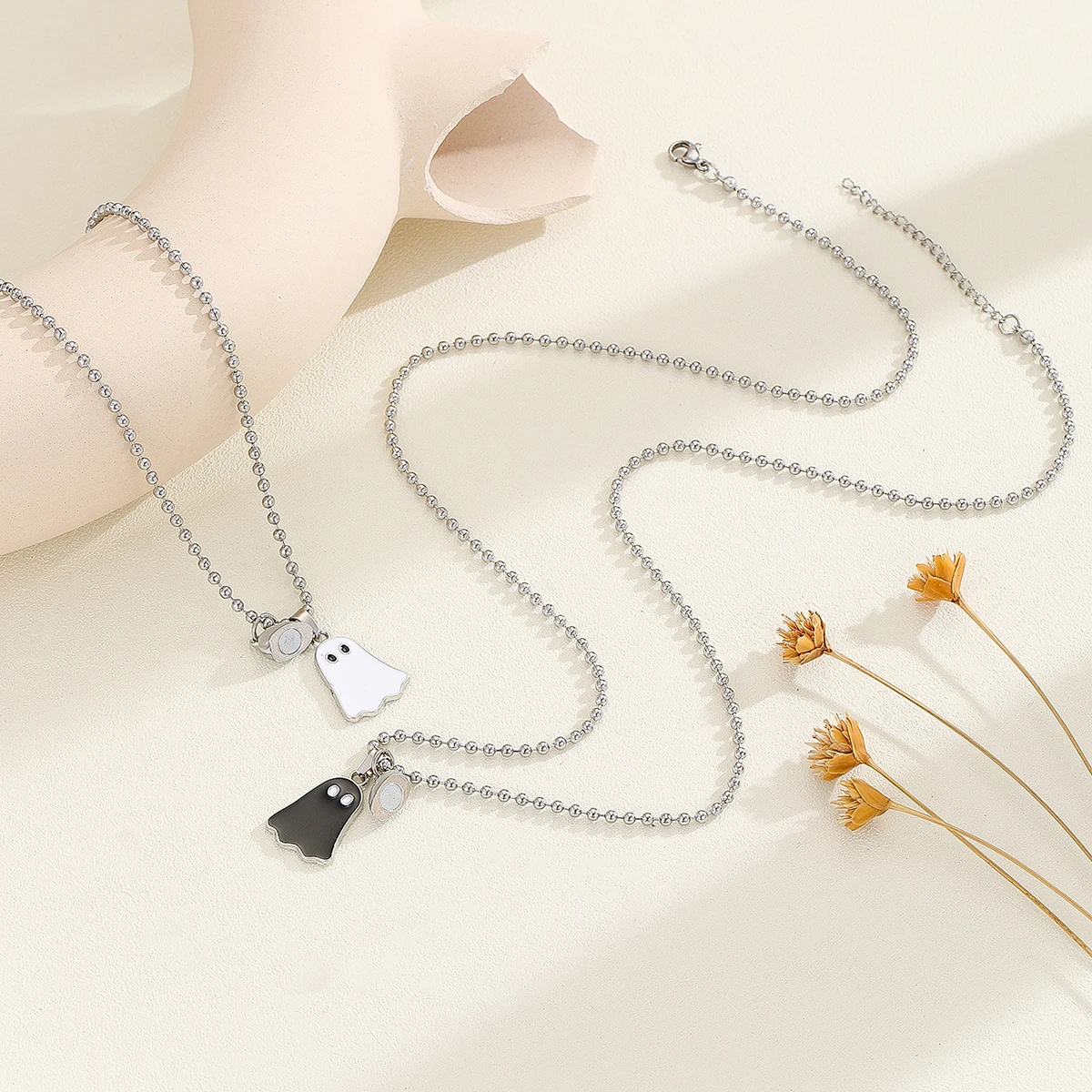 Fashion Casual Couple Necklace Jewelry Matching Men Women Love Letter Design Silver Color Accessory