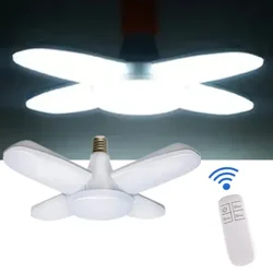 Bombilla LED plegable para el hogar, lámpara de sincronización con aspas de ventilador, AC85-265V de 28W, luz de techo pequeña para garaje, E27