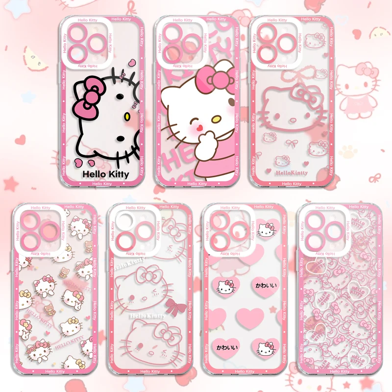 حافظة هالو كيتي الوردية الجميلة لهاتف آيفون 17 Air 16 15 14 13 12 11 Pro Max Plus XR 8 7 SE 2020 غطاء سيليكون ناعم مقاوم للصدمات #2