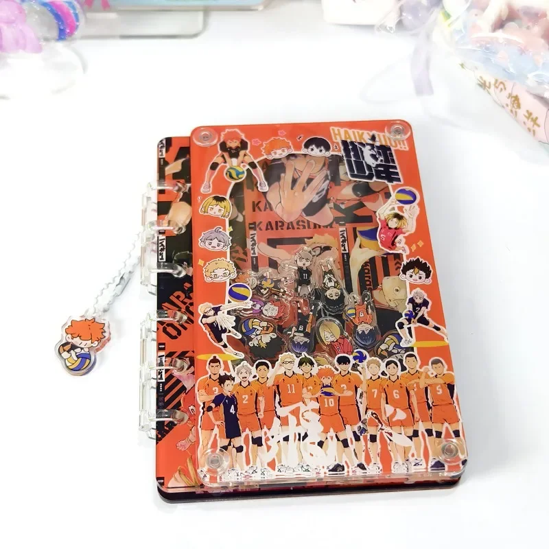 Cartoon Anime Crayon Shin chan Acrylic Shaking Patch Notebook A7 Haikyuu DIY Handbook High Beauty Student Gift