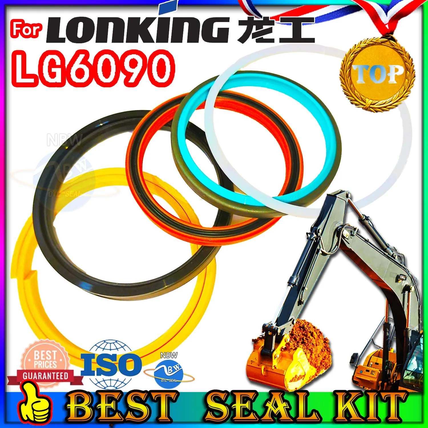 

For Lonking LG6090 Oil Seal Repair Kit Boom Arm Bucket Excavator Hydraulic Cylinder Digger Clamshell Shovel Adjust Swing Gear