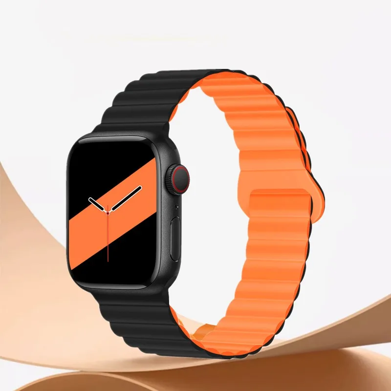Silikon-Schlaufe für Apple Watch Armband 44mm 40 45 41 38 49 42 46mm Magnetisches Armband iWatch S12 11 10 9 SE 8 7 6 5 4 3 Ultra 2 Riemen