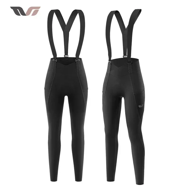 ROCKBROS TVI Women's Detachable Cycling Bib Pants Autumn Winter Warm Tights Bicycle Trousers Shock Absorption Pad For MTB Road