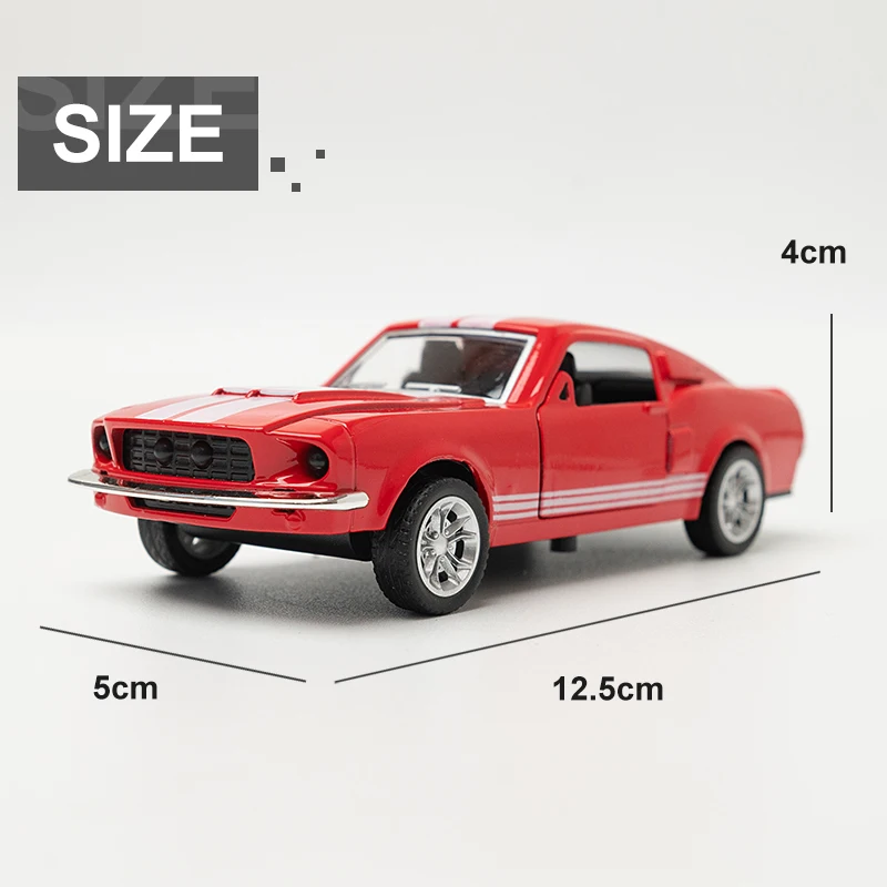 1:36 aleación Diecast Mustang clásico Vintage coche modelo tirar hacia atrás coche vehículo en miniatura réplica para colección regalo para chico