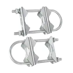 2x Double Antenna Mast Clamp V Jaw Block Mounting Hardware Heavy Duty for Outdoor Antenna Fence Pipe Mounting Flag Pole Parasols