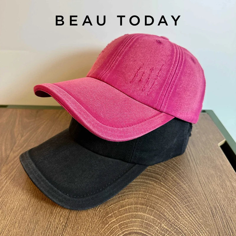 BEAUTODAY Retro Baseball Caps Women Cotton Worn-out Design Fashion Ladies Accessories Handmade 96563