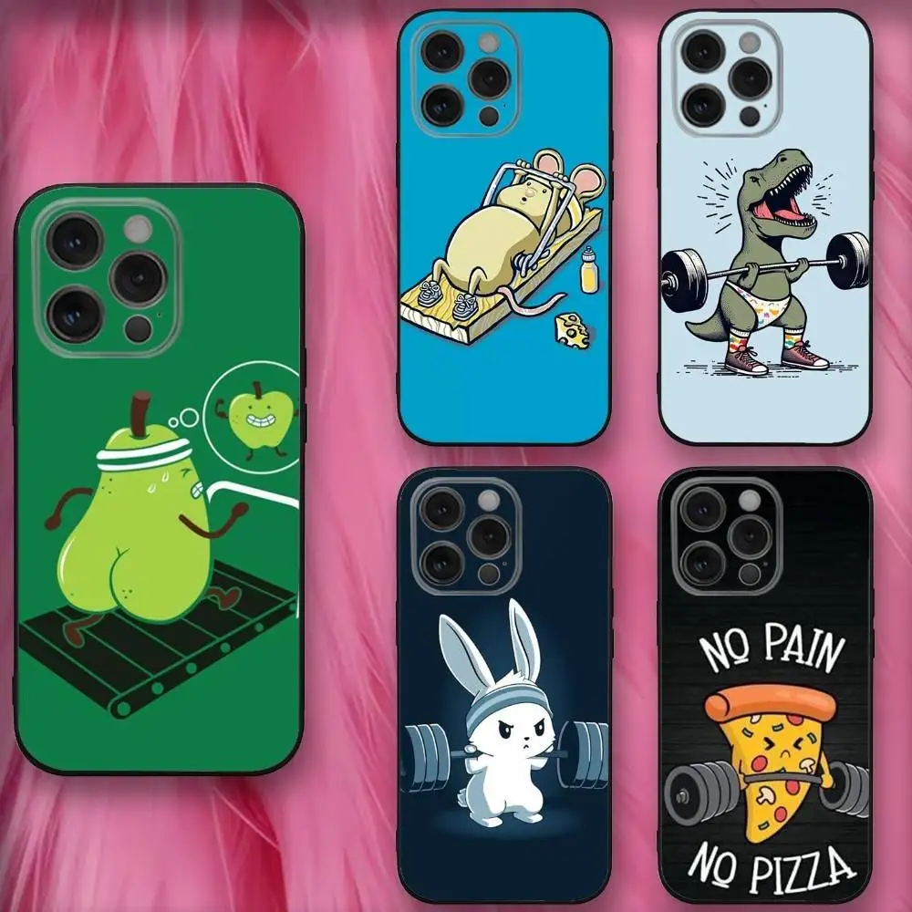 

Funny Gym Bodybuilding Phone Case For iPhone 16,se4,15,14,13,12,11,Pro,X,XS,Max,XR,Plus,Mini Soft Black Cover