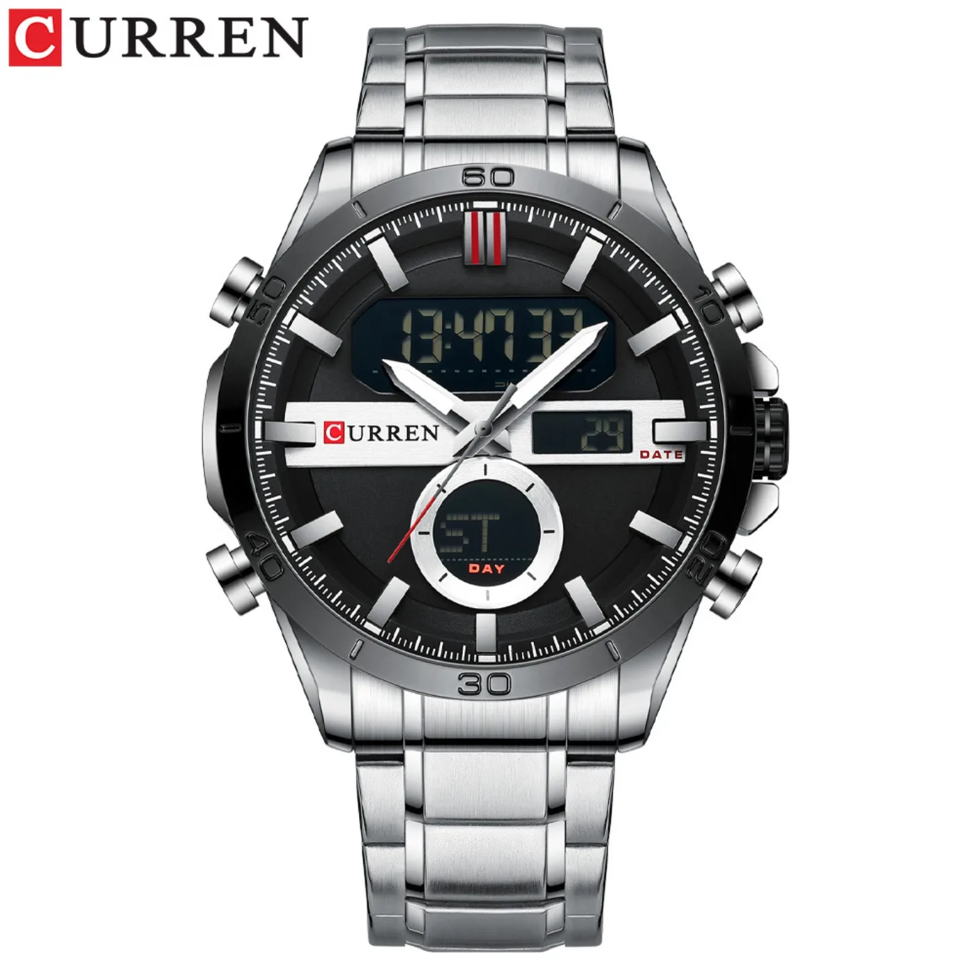 CURREN Sport Men Watch Top Brand Luxury Military Business Male Clock Gold Stainless Steel Quartz Digital Man Wristwatch 8384