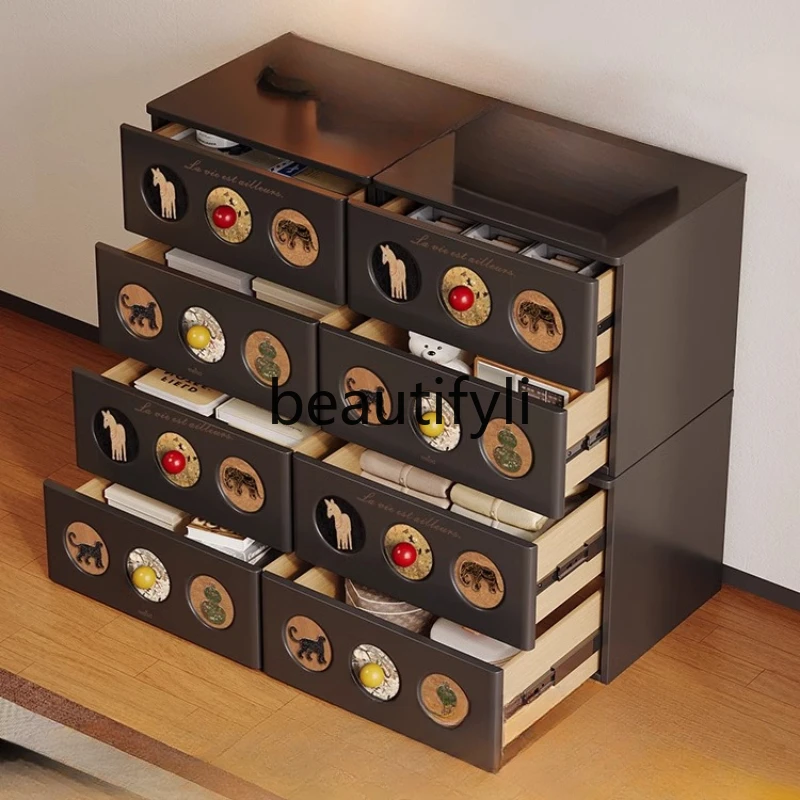 

Meishida medieval solid wood coffee table living room home splicing small square table light luxury high-end tea table