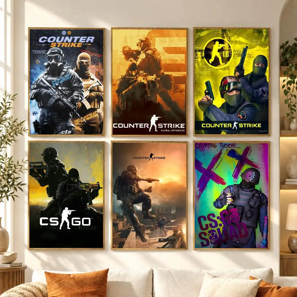 Classic FPS Game CSGO Poster Premium Modern Waterproof Wall Art Pictures for Bedroom Living Room Bar Decor