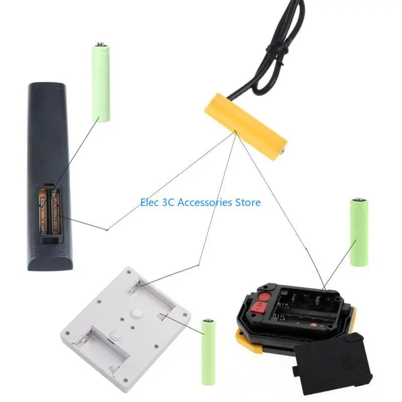 Y51A USB to AA Dummy Battery Cable 1.5V 3V 6V 12V Power Supply Cord Converter Wire Replace 1-8pcs LR6 AA Batteries 120cm