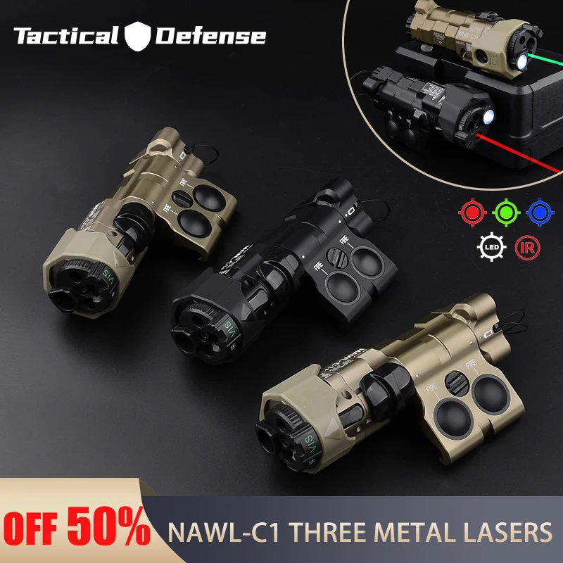 MAWL Flashlight Tactical Real Mawl C1 Metal CNC Upgraded IR Red Green Laser Hunting Weapon Lights Dual Function Pressure Switch