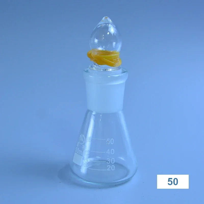 High-quality 50ml Glass Conical Flask With Cap Glass Erlenmeyer Flask For Laboratory Flask Boro 3.3