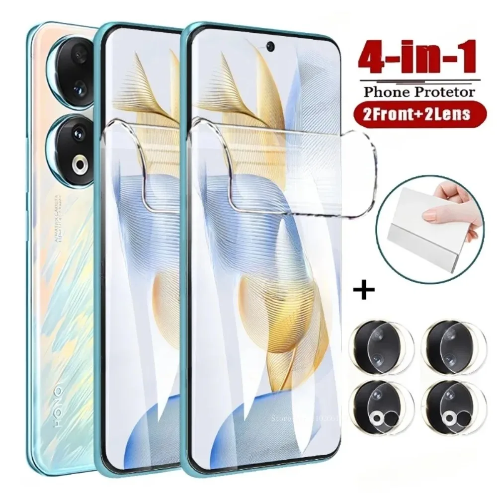 4IN1 Hydrogel Film for Honor 90 Screen Protectors for Honor 200 90 Smart 70 Lite 60 50 SE 80 100 Pro Camera Lens Film