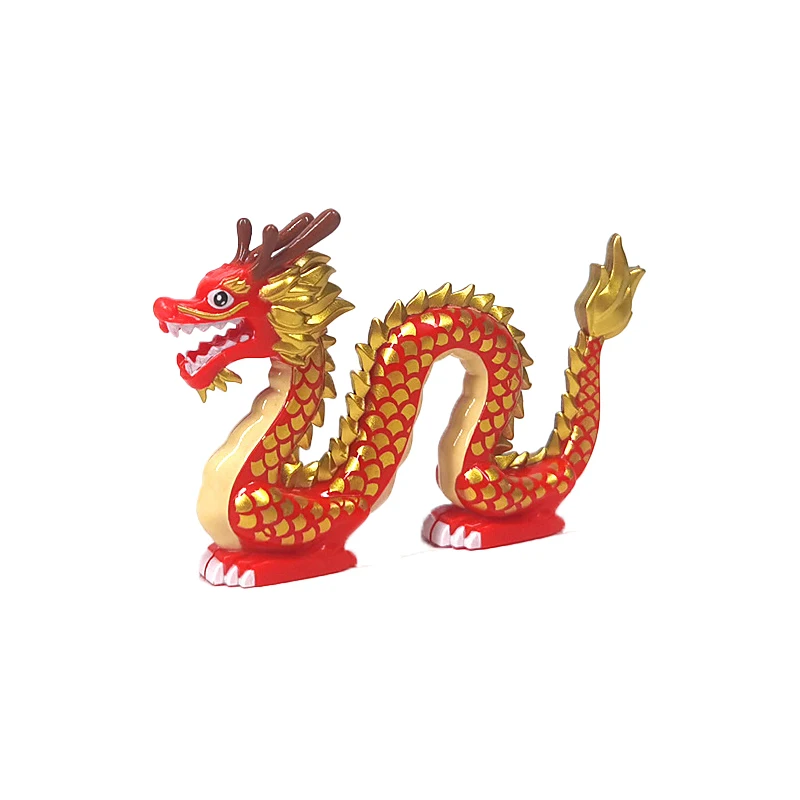 Figurines d'animaux de ville, blocs de construction, mouton, Dragon, Panda, gorille, ours, cerf, éléphant, tigre, loup, chèvre, bétail, briques MOC, jouet pour enfant, cadeau