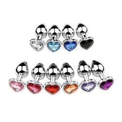 3 Sizes Set Metal Butt Toys Heart Shaped Anal Toy Butt Plug S&M Adult Gay Anal Plugs Woman Men Sex Toys for Beginners Couples